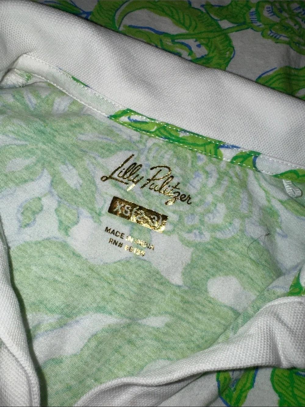 Lilly Pulitzer White and Bright Green Floral Polo Dress